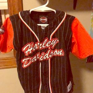 Size 4 Harley Davidson button down tee